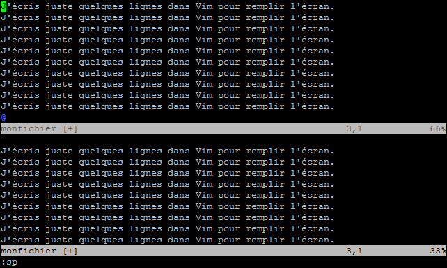 Vim coupé en deux